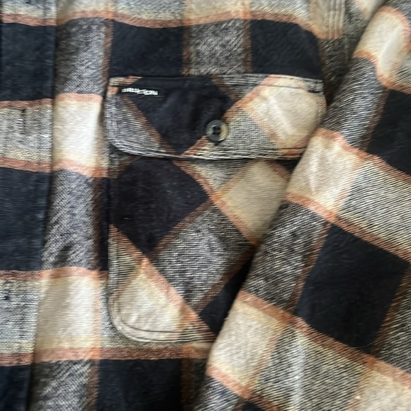 Brixton Navy and Tan Plaid Casual Shirt - Picture 3 of 3